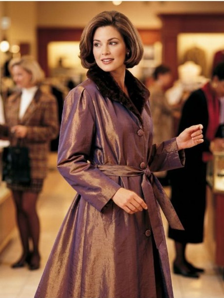 80s Womens L Xl Iridescent Metallic Trench Fur Coat Iconic Mob Wife Investment